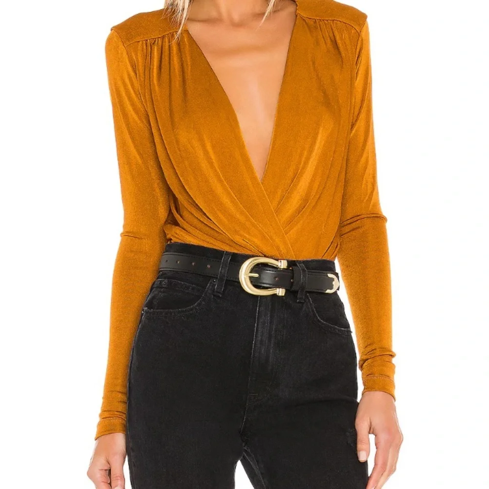 FREE PEOPLE Intimately X Revolve Turnt Bodysuit in honey ginger - size small